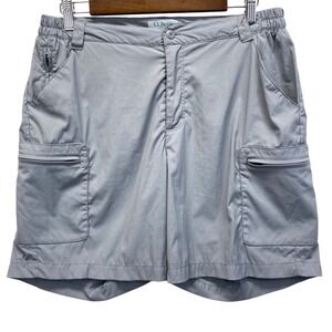 LL Bean Mens Gray Nylon Spandex Cargo Shorts 293464 Size M Regular Hiking Trail